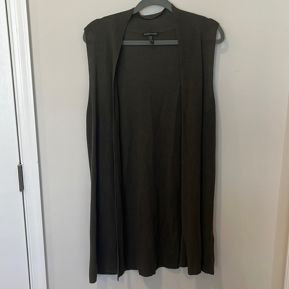 Eileen Fisher Tencel Sleeveless Tunic Cardigan - Picture 1 of 4